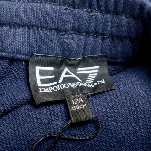 Emporio Armani EA7 Boys Navy Blue Logo Print Track Sweat Pants - Picture 4 of 6